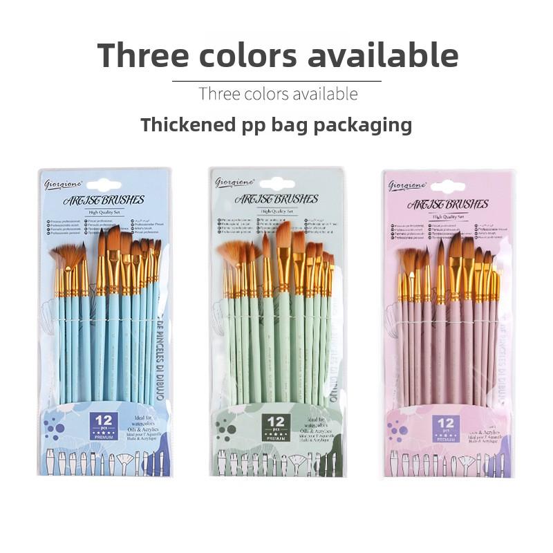 Art 12 Nylon Hair Brush Set - Birdsong Series Watercolor Brush with Birch Pole, Professional Artist Paint Brushes for Acrylic Oil Watercolor