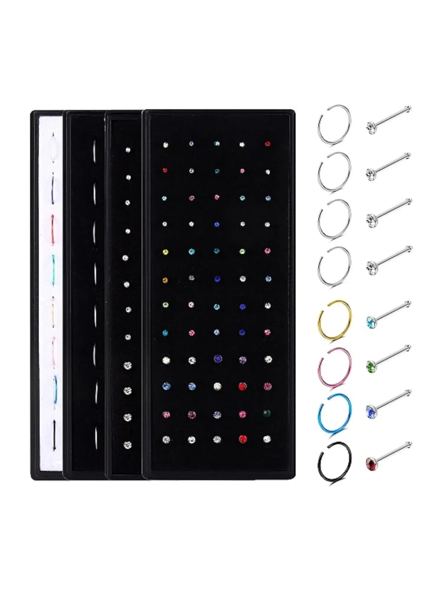 200 Pcs Assorted Body Piercing Jewelry Set, Stainless Steel Mixed Piercing Kit, Nose Rings, Nose Studs, Eyebrow, Lip, Tragus Helix Cartilage Ear Piercings, Multi‑Color Bulk Piercing Accessories for Men Women