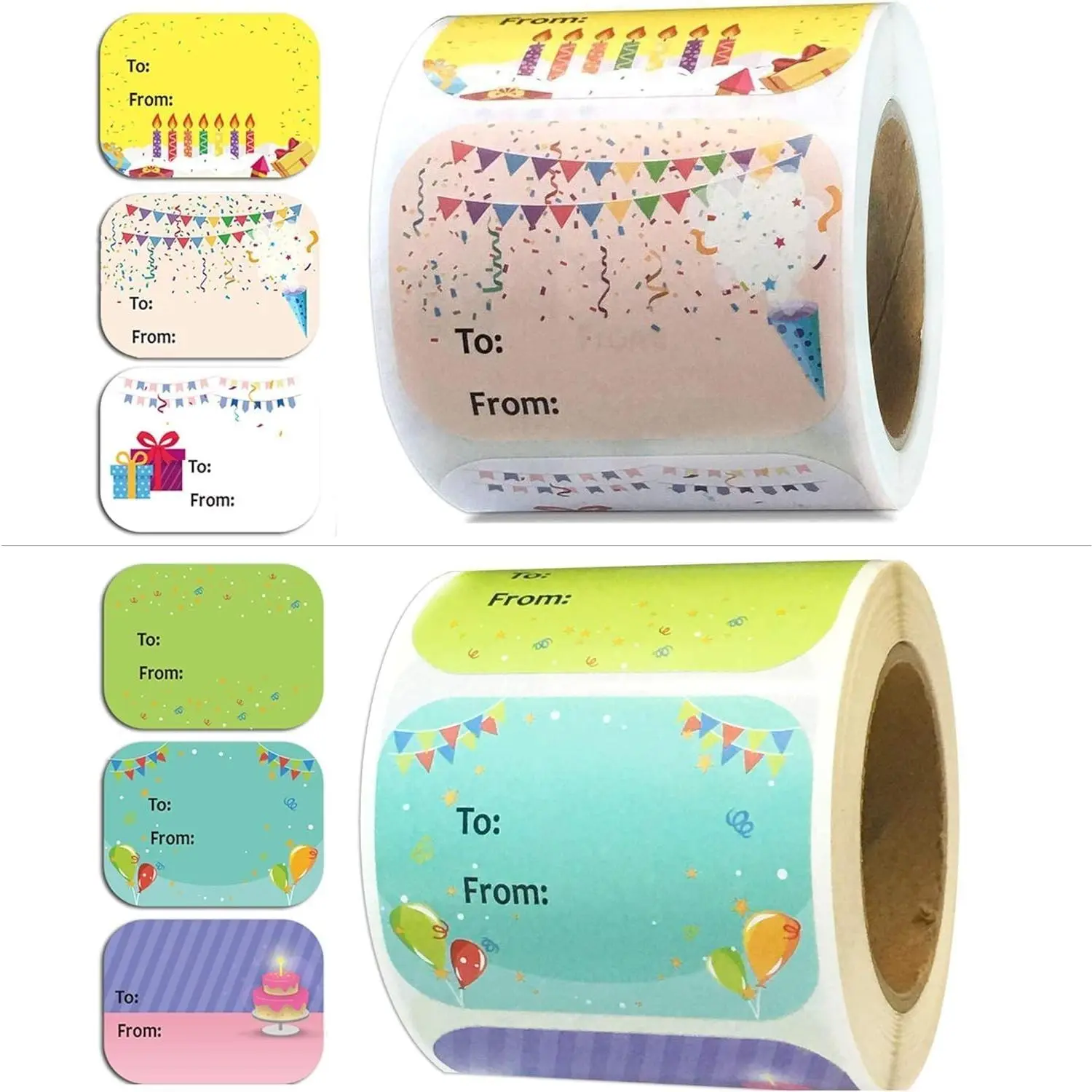 Happy Birthday Present Stickers 1.5 x 2 Inch Happy Birthday to from Gift Labels - 300 Pcs Happy Birthdays Stickers for Birthdays Party Favors,Shower,Christmas Festival Holiday Presents 6 Designs
