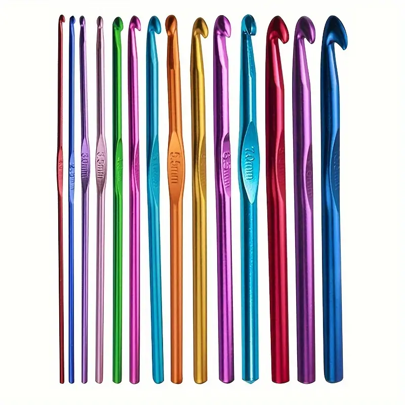 14pcs Colorful Aluminum Hook Set, Knitting Crochet Hook, Hand Tools for Home Use, Crochet Supplies