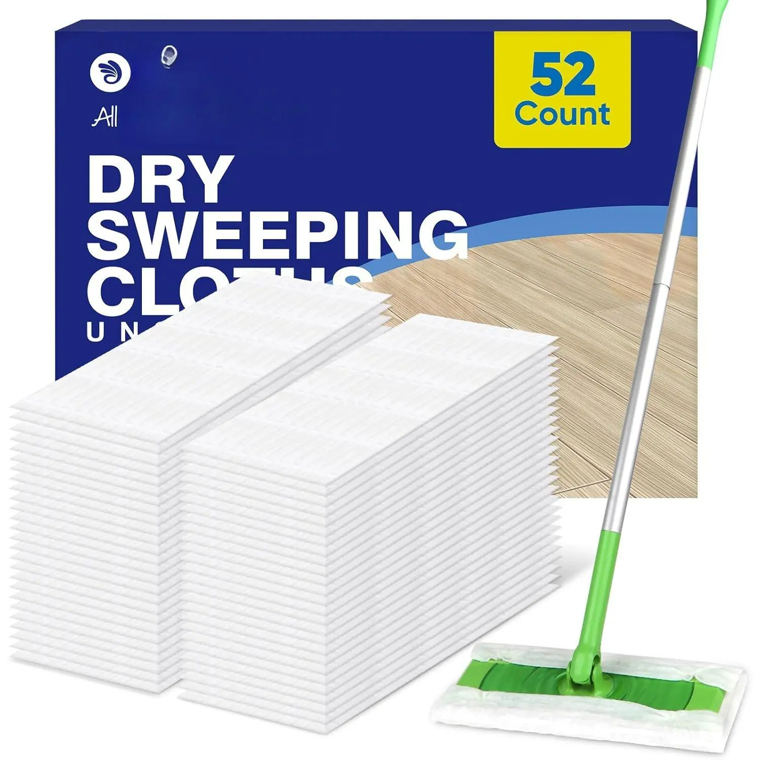 Dry Sweeping Cloths, Mop Pads Refills Compatible with  Sweeper, 52 Count Disposable Duster Refills for Floor Mopping and Cleaning