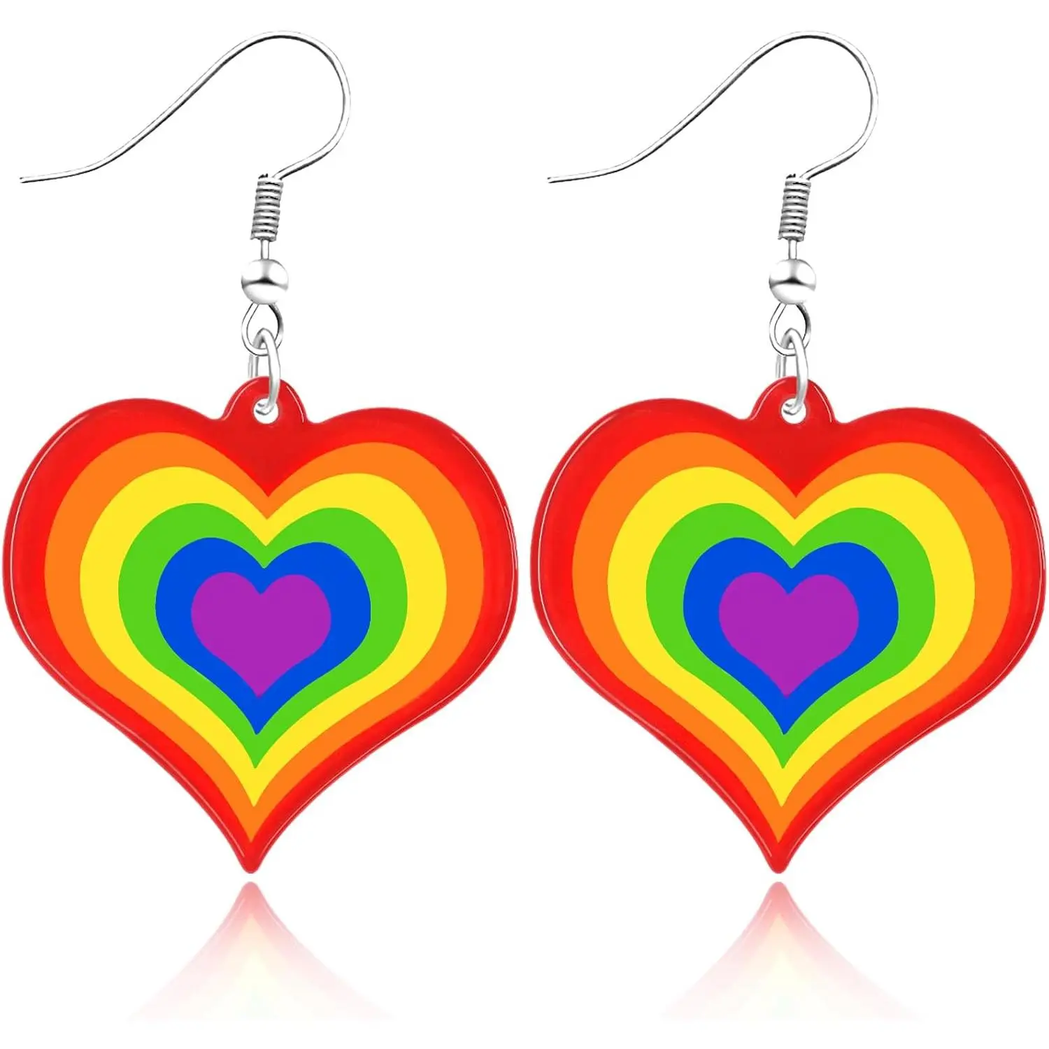 Pride Rainbow Earrings for Gay and Lesbian,  Heart Rainbow Pride Earrings, LGBTQ Statement