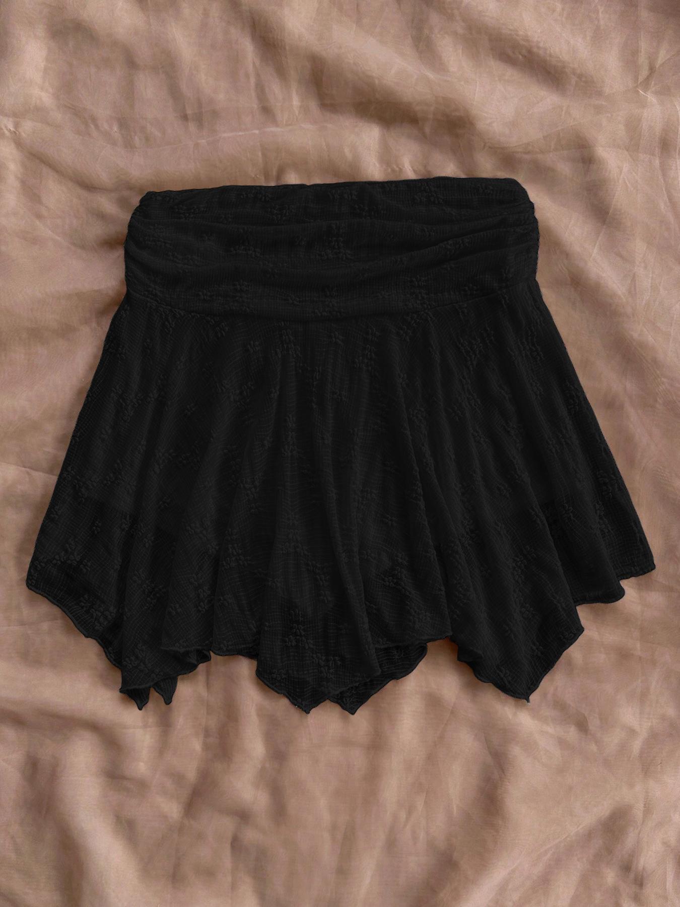 Women's Plain Asymmetrical Hem Skirt, Casual  Short Skirt for Summer, Fashion Women's Skirt for Beach Holiday