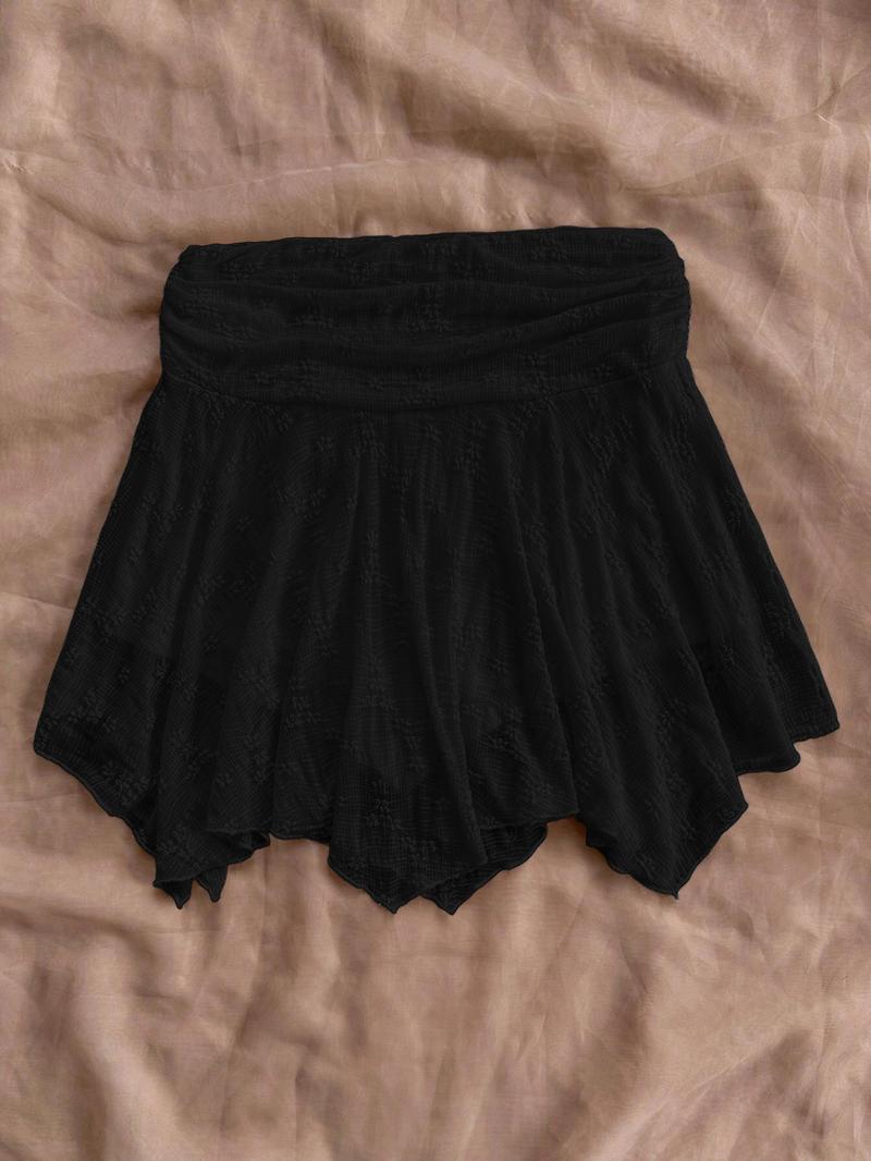 Women's Plain Asymmetrical Hem Skirt, Casual  Short Skirt for Summer, Fashion Women's Skirt for Beach Holiday