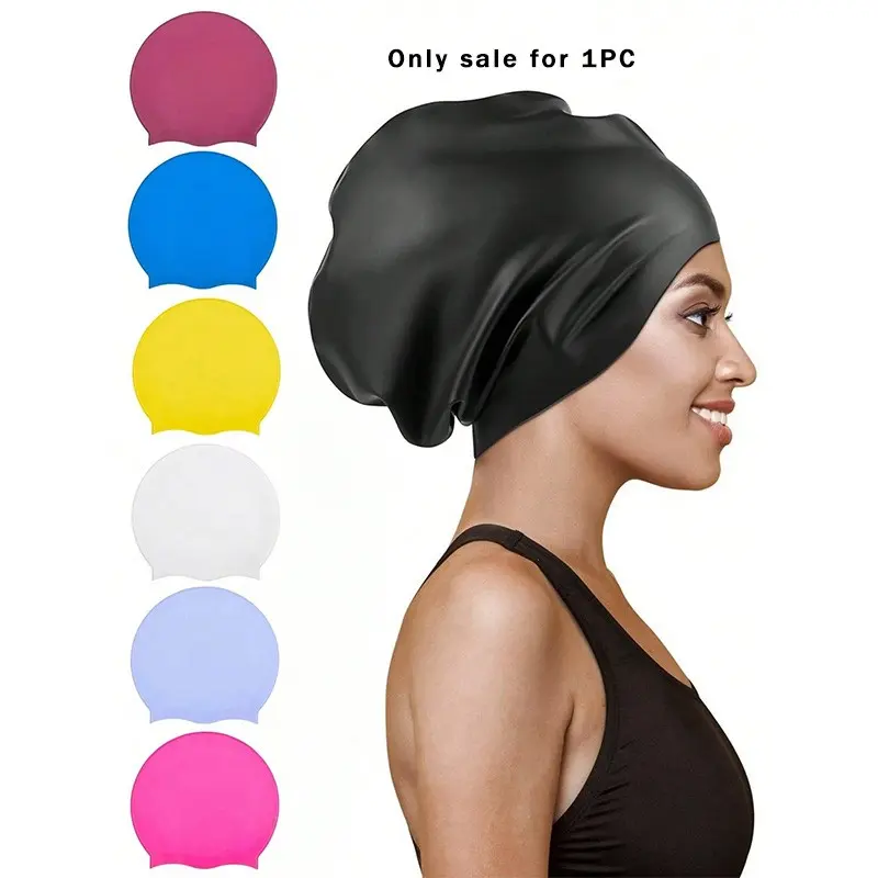 Extra Large Swim Cap for Braids & Dreadlocks, Waterproof Silicone Cover, Keeps Hair Dry, Easy to Wear, Adults & Youth, Swim Bonnet, Silicone Swimming Cap