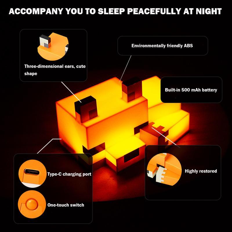 Cute Fox Design Decorative Night Light, Soft Orange Glow, Gaming Room Decor for Boys and Girls, Novelty Lighting for Playroom and Bedroom, Best Friend Gift Ideas