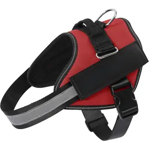 Service Dog Harness, No Pull Reflective Adjustable Vest with Handle, Soft Breathable Padding  Small Dogs, 2 Removable Velcro Patches (Red, S) New model