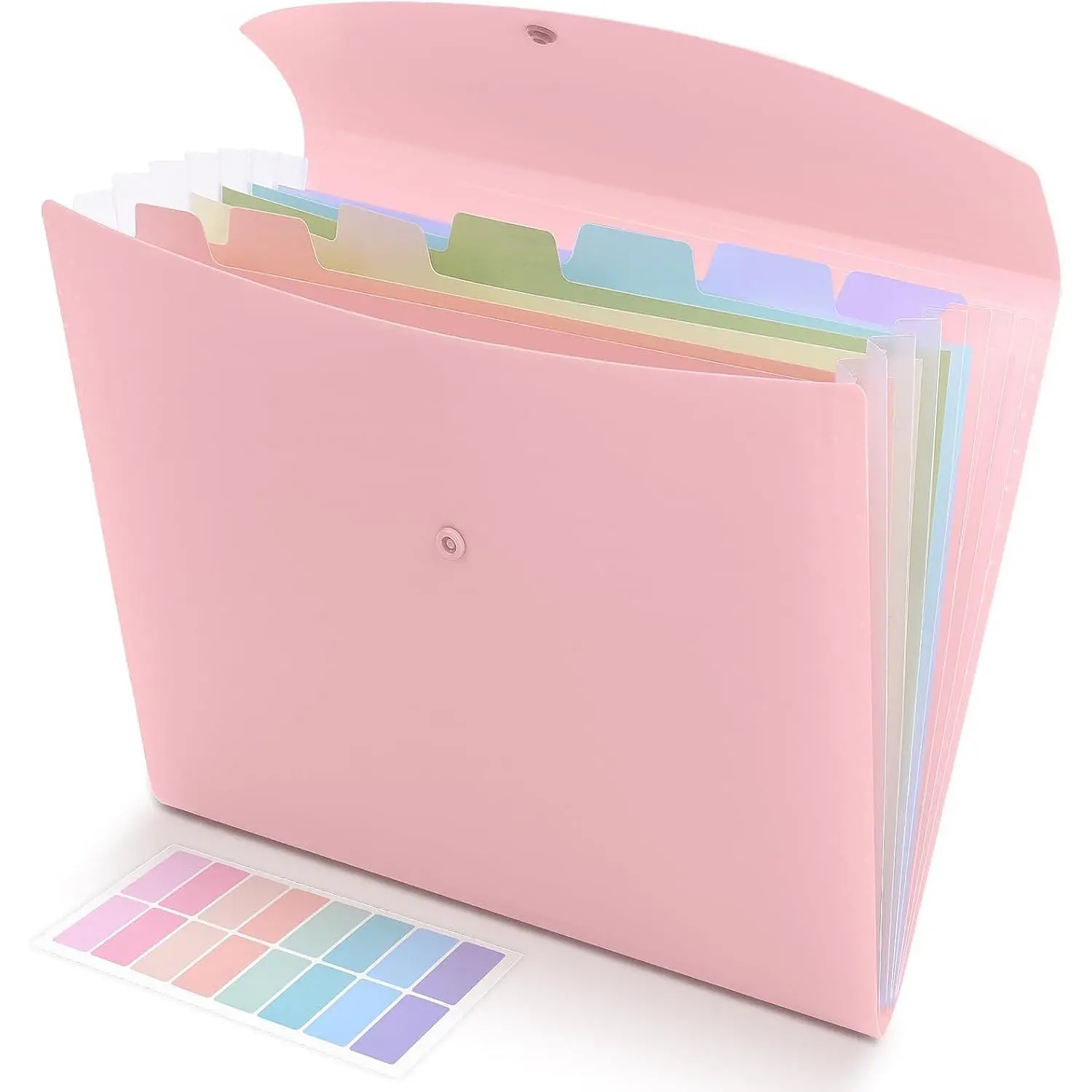 Cute Accordion File Organizer, Expanding File Folder with 8 Pockets, Document Organizer with Colorful Tabs for School, Office,  Tax, Receipts Storage Letter/A4 Size