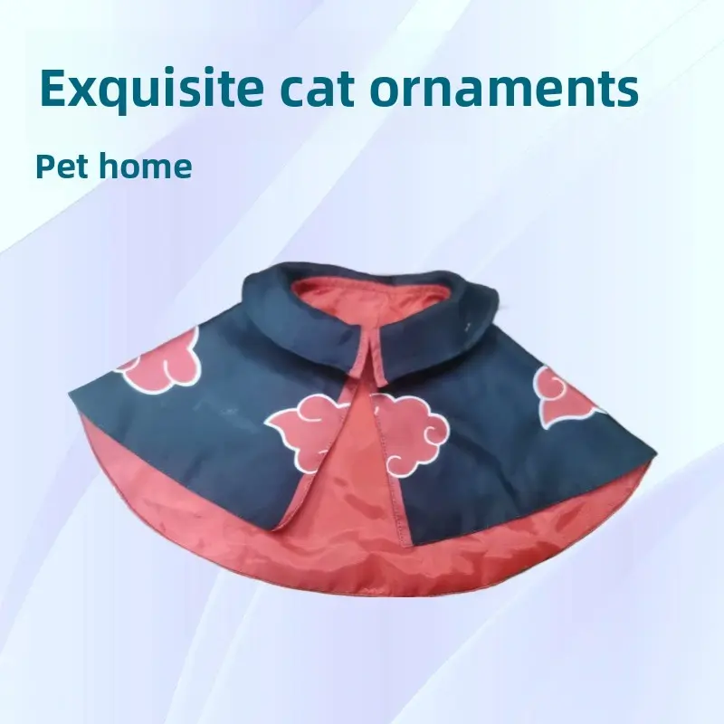 Cat Dog Cosplay Clothes Akatsuki Red Cloud Cape Naruto Outfit, Ninja Costume for Small Dogs Cats, Pet Apparel Halloween Role Play Poncho Cloak