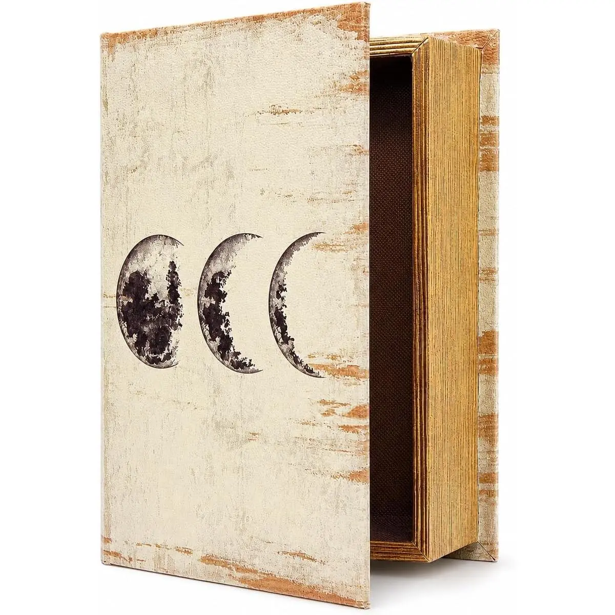 Decorative Faux Wood Book Box with Magnetic Cover, Hidden Storage for Jewelry, Money, and Cash - Lunar EclipseGift