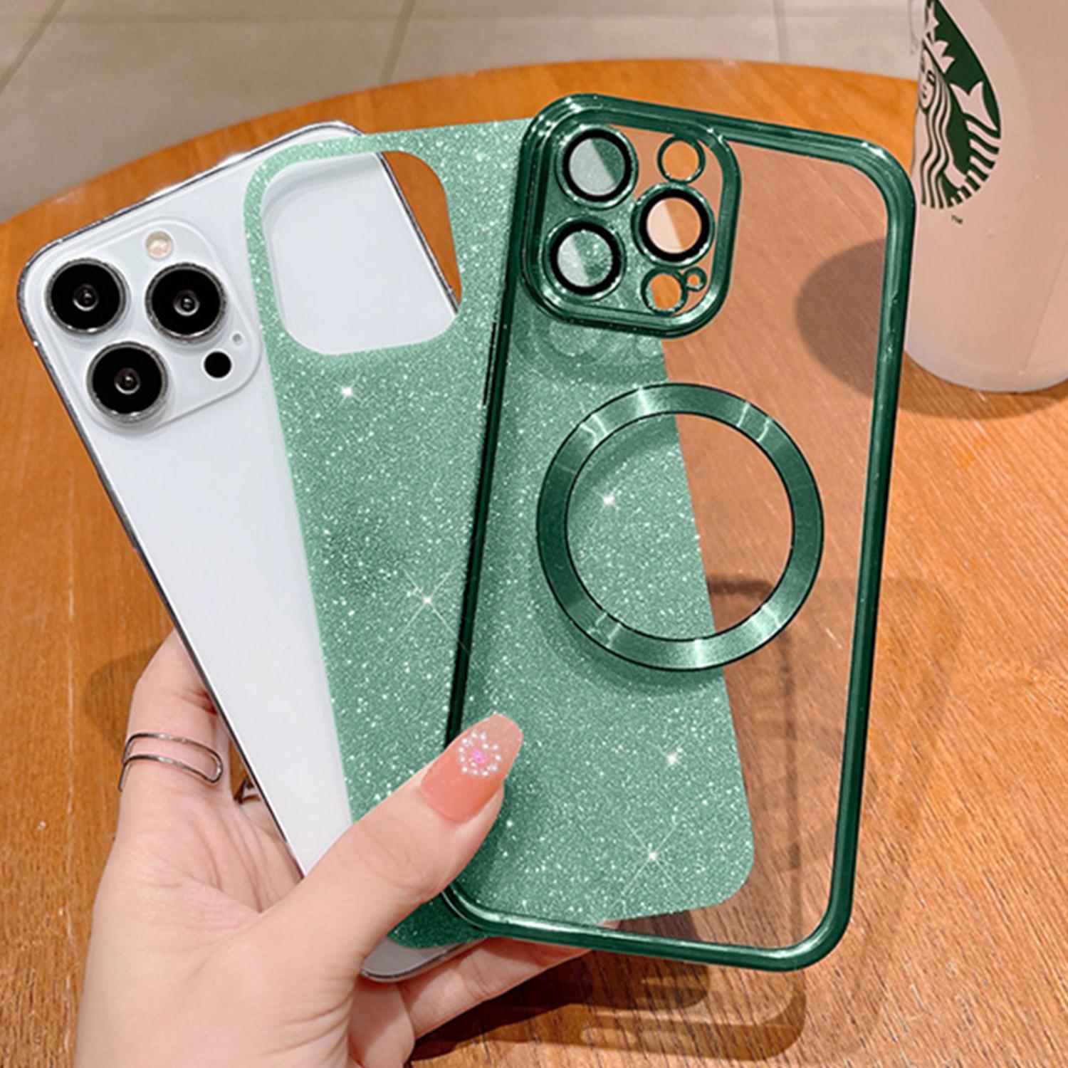 MagSafe Case For iPhone 16 Pro Max 15 14 13 Compatible with Magnetic Charging Bling Glitter Case Plating Bumper with Camera Lens Cover