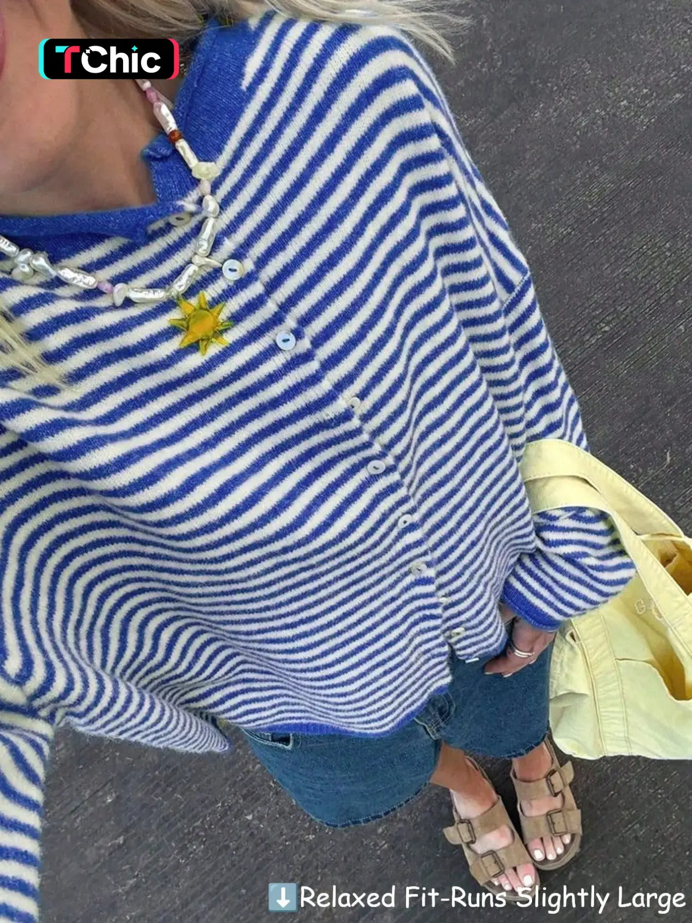 Women's Striped Sweater Cardigan, Casual Long Sleeve Knitwear for Fall & Winter, Fashion Women's Knit Clothing for Daily Wear