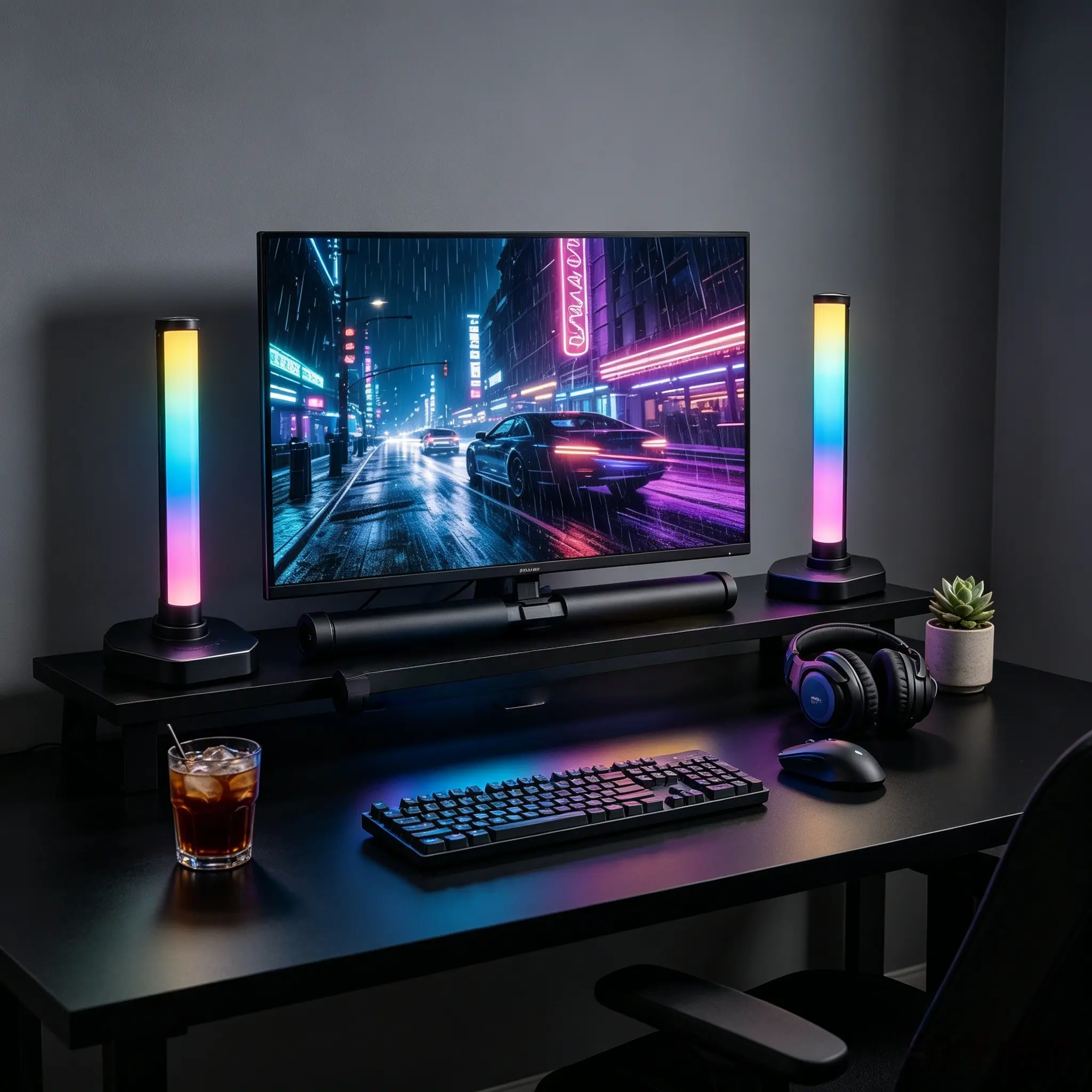 Magic Color Gaming Desk Lamp, Smart RGB Strip Light, Game Lighting, TV Backlight, RGB Table Lamp, for TV, Computer, Room, Party Decor, Led Atmosphere Lights, RGB Ambient Lighting, Adjustable Light Modes