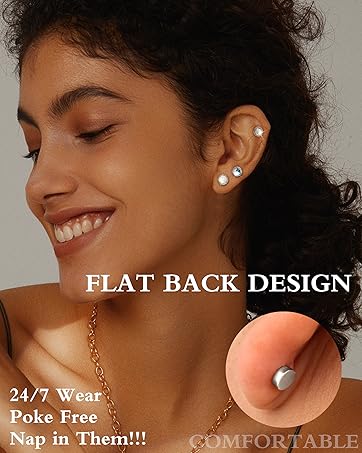 MILACOLATO Hypoallergenic Flat Back Earrings for Women Small Surgical Steel Nap Sleeper Earrings Cute Opal Turquoise Moonstone Earrings Cartilage Helix Tragus Piercing Silver Studs Earrings 20G MILACOLATO Hypoallergenic Flat Back Earrings for Women Small Surgical Steel Nap Sleeper Earrings Cute Opal Turquoise Moonstone Earrings Cartilage Helix Tragus Piercing Silver Studs Earrings 20G