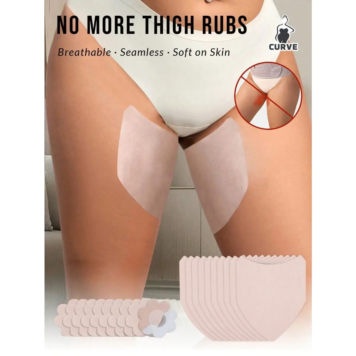 20Pcs Large Anti-Chafing Thigh Pads – Self-Adhesive Breathable Invisible Thigh Protectors for Dresses & Shorts