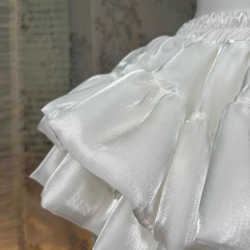 Sweet Casual Elastic Waist New Short Skirt Women Summer Chic White Ruffle Cake Skirts  Female Fashion Pretty 2026 Princess Skirt