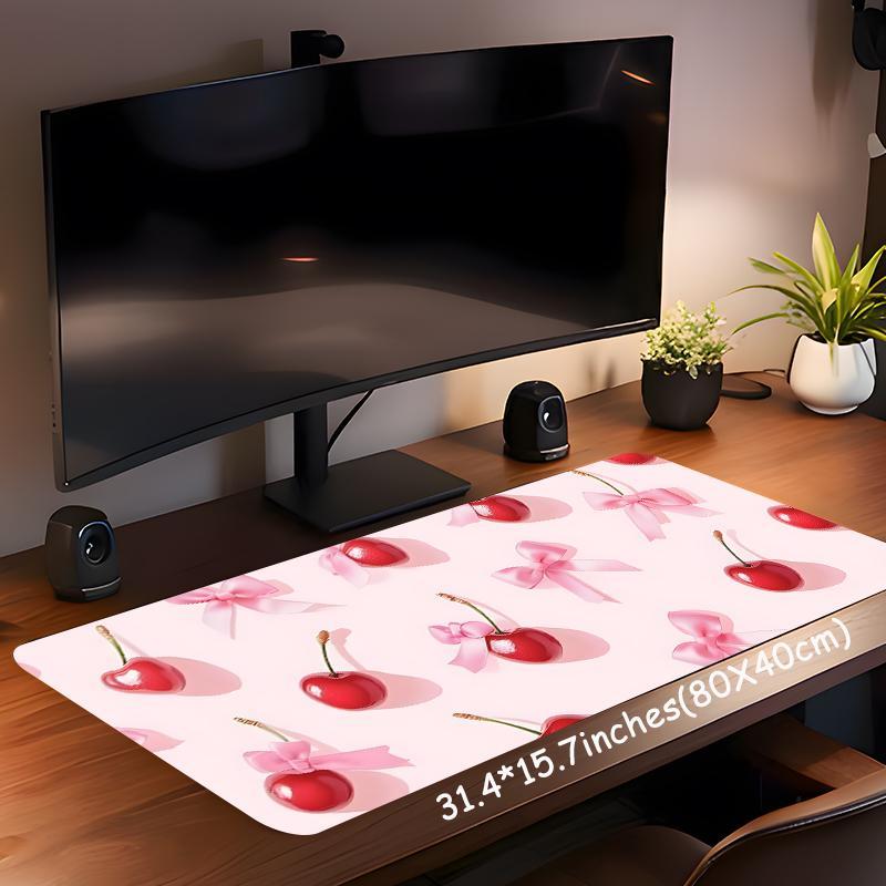 Cherry & Bow Unique Pattern Mouse Pad, Rectangle Gaming Mouse Pad, Office Desk Keyboard Mat for Home Office Game Room