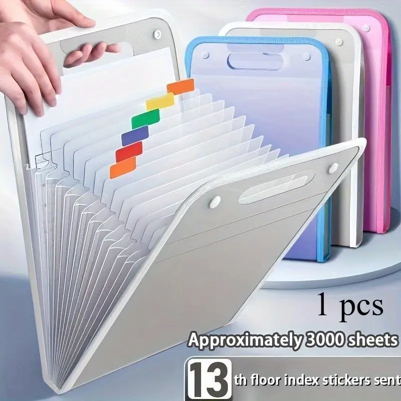 13-Grid A4 Vertical File Folder Organizer Binder Duty PP Plastic-like Translucent Binder with Thickened Pages, A4 Size Document Storage for Office, Filing Folders, - Compatible with Ring Binders & Loose Leaf