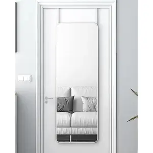 48"x 14" Door Mirror, Full Length Mirror Wall Mounted, Over The Door Full   Rounded Corner-White
