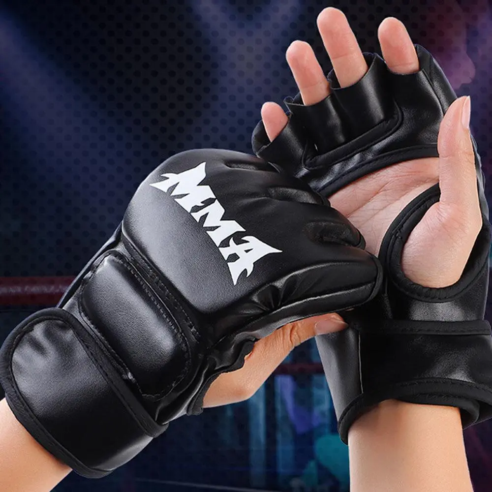 Boxing Gloves (1 Pair), Half Finger Boxing Gloves, Thickened Adult Gloves, Unisex Heavy Bag Training Gear, Durable and Comfortable, Punching Gloves, Boxing Equipment