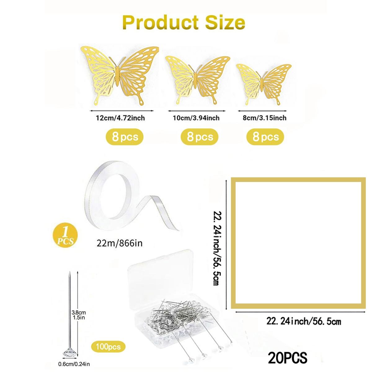 Flower Bouquet Wrapping Kit, Bouquet Wrappers, 145pcs/set Including 100pcs Crystal Rhinestone Decorative Head Pins & 20pcs Gold Edge Roll Paper & 24pcs 3D Butterfly Shape Paper & 1 Roll Ribbon, Wedding & Birthday Party Decoration Supplies