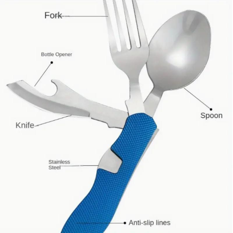 Outdoor Companion - Detachable Folding Multifunctional Camping Knife Fork And Spoon Combination - Convenient Portable And Durable Tableware For Camping Hiking And Backpacking