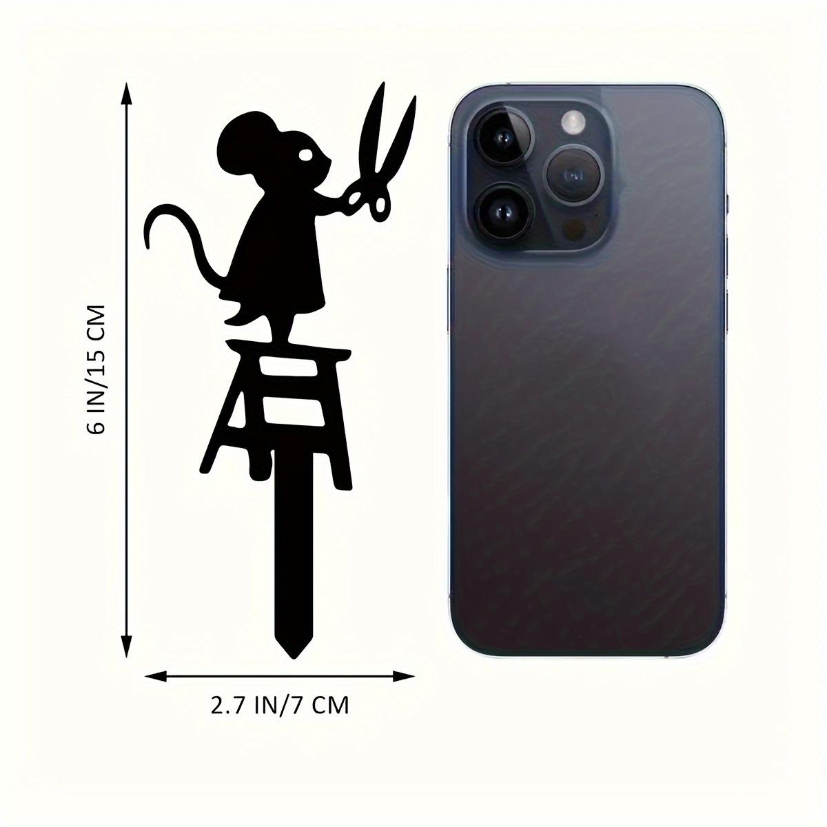 Metal Mouse Silhouette Garden Decor, Black Wrought Iron Yard Art with Scissors Design, Outdoor Lawn Ornament, Weather-Resistant Garden Stake for Backyard Patio Lawn Decoration