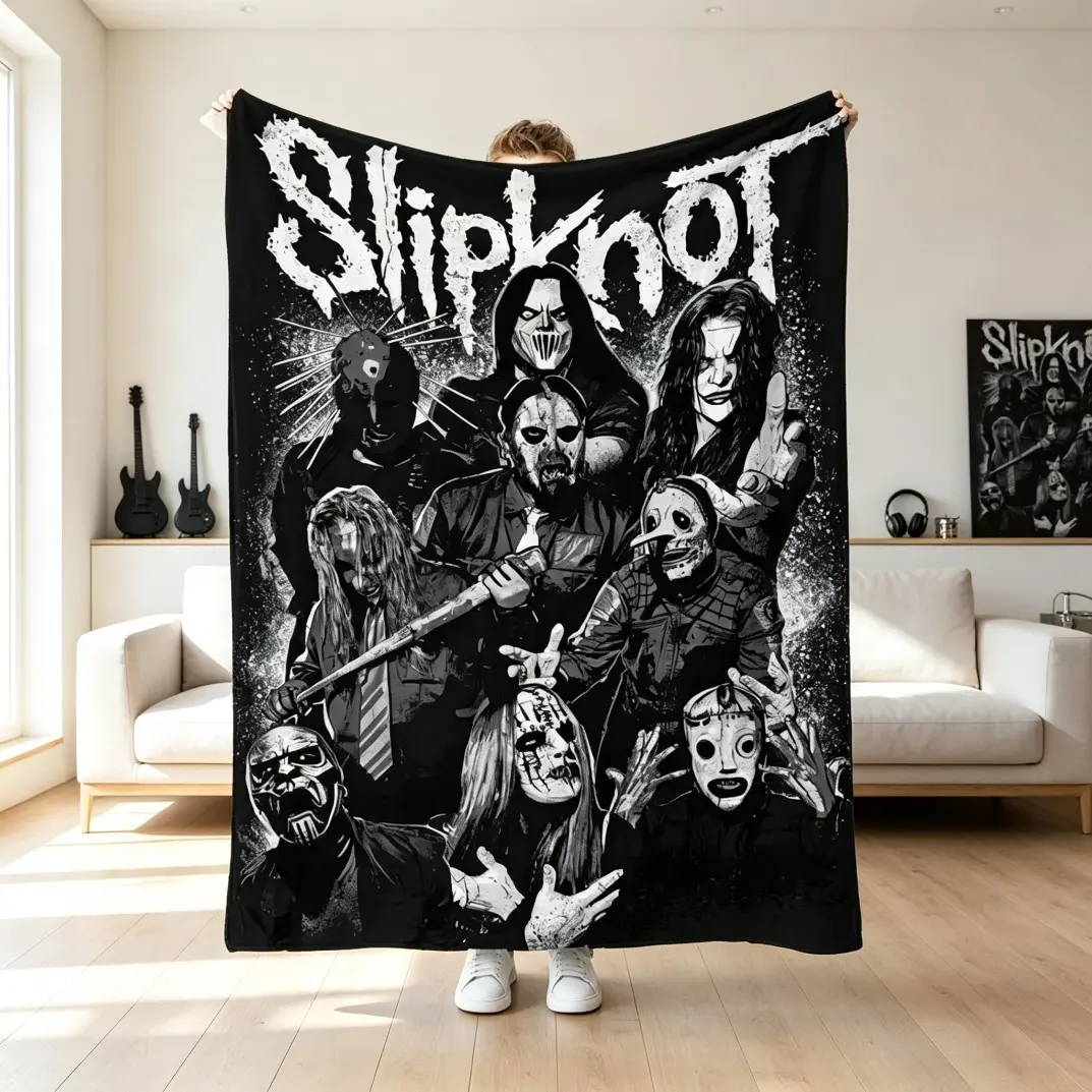 Slipknot Themed Printed Flannel Throw Blanket, Comfortable Soft Lightweight Throw Blanket for Home Camping All Seasons Use, Cozy Warm Music Fan Blanket for Sofa Bed Bedroom Decor, Gift for Adults Kids