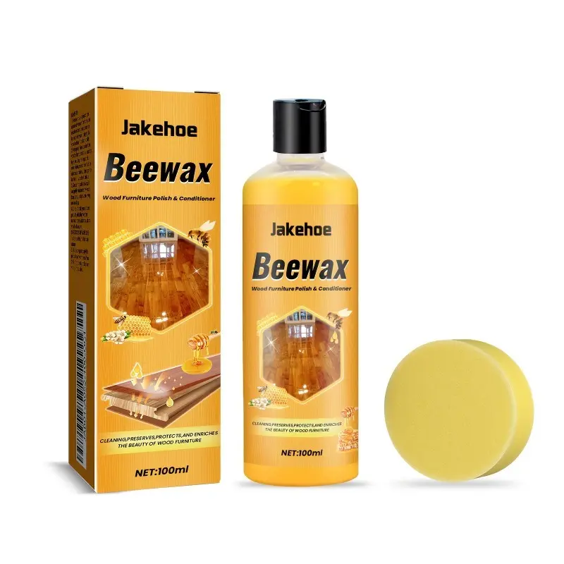 Wood Floor Cleaner and Wax with Sponge - Residue-Free Liquid Polish for Hardwood Floors, Unscented Glycerin-Based Maintenance Wax, Enhances Shine and Protection