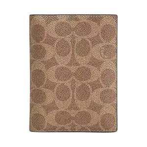 COACH Signature 11 Logo Coated Canvas Cardholder for Women, Classic Style in Tan