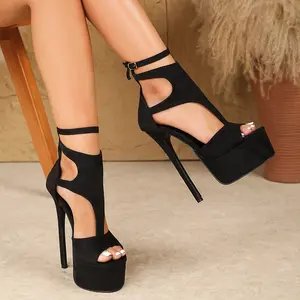 996-200 Round Toe Zipper Decor Open Toe Heel Thin Ultra Heel Fashion Nightclub Women Shoes