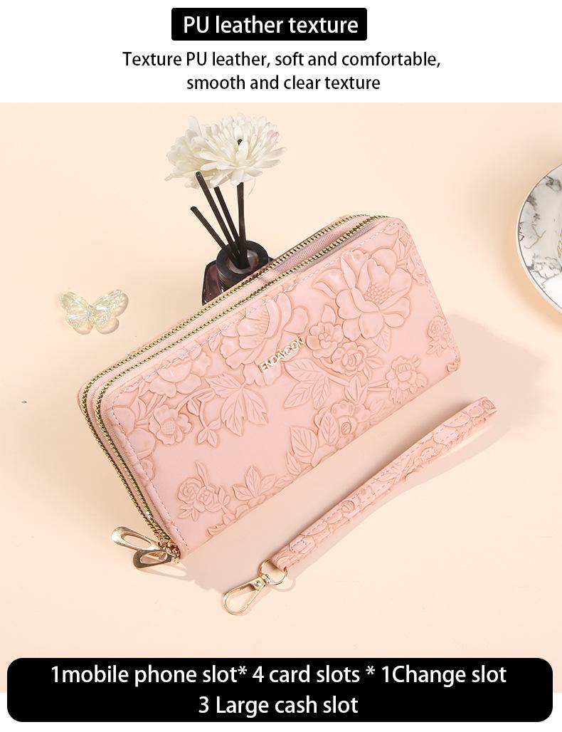 Long Wallet for Women, Large Capacity Zipper Clutch Wallet with Phone Pocket, Stylish Double Layer Wristlet Purse, Lightweight Daily Wallet for Travel, Shopping and Gifts