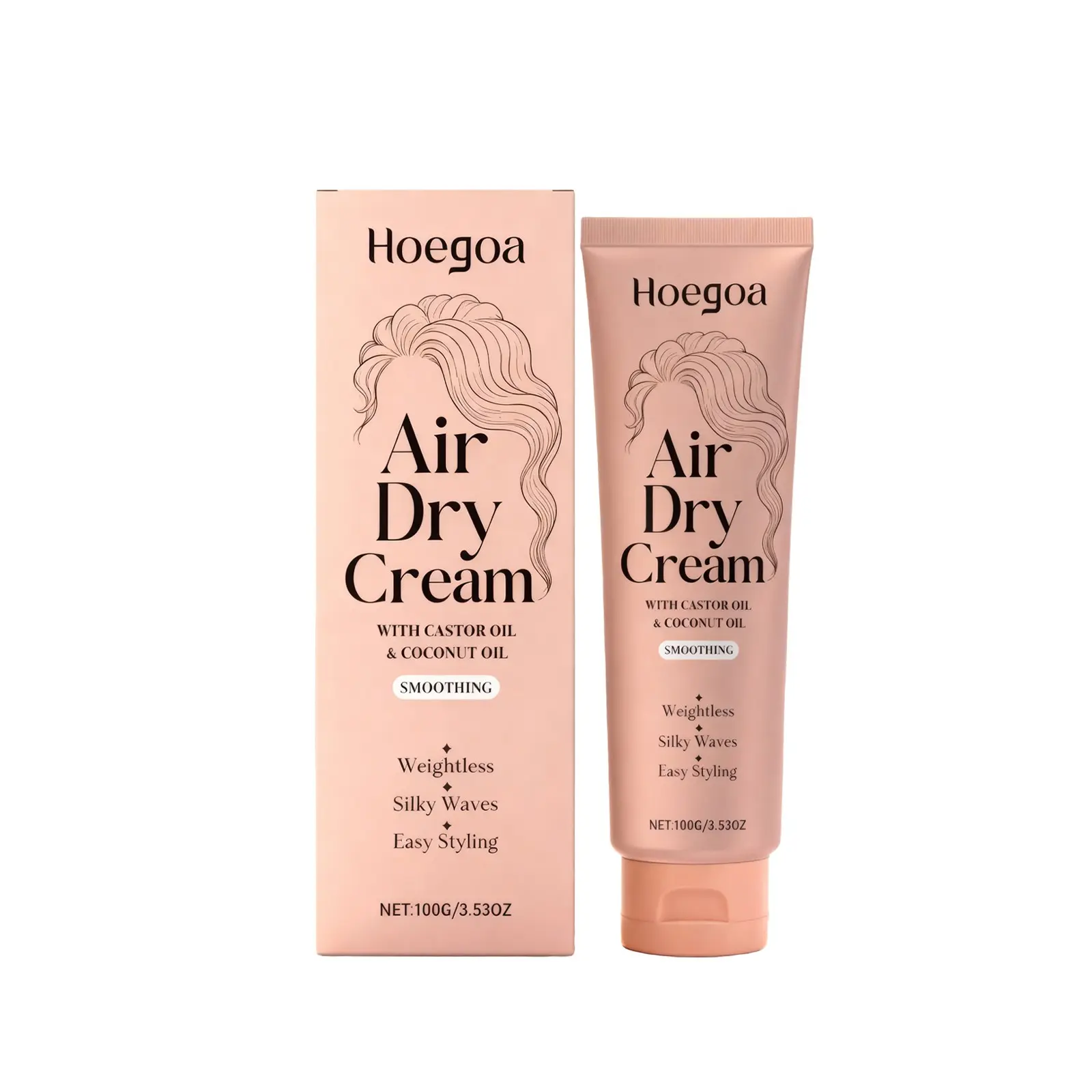 Zero-Frizz Air Dry Cream - Smoothing Styling Cream with Castor Oil - 24-Hour Frizz Control - For Natural Textures