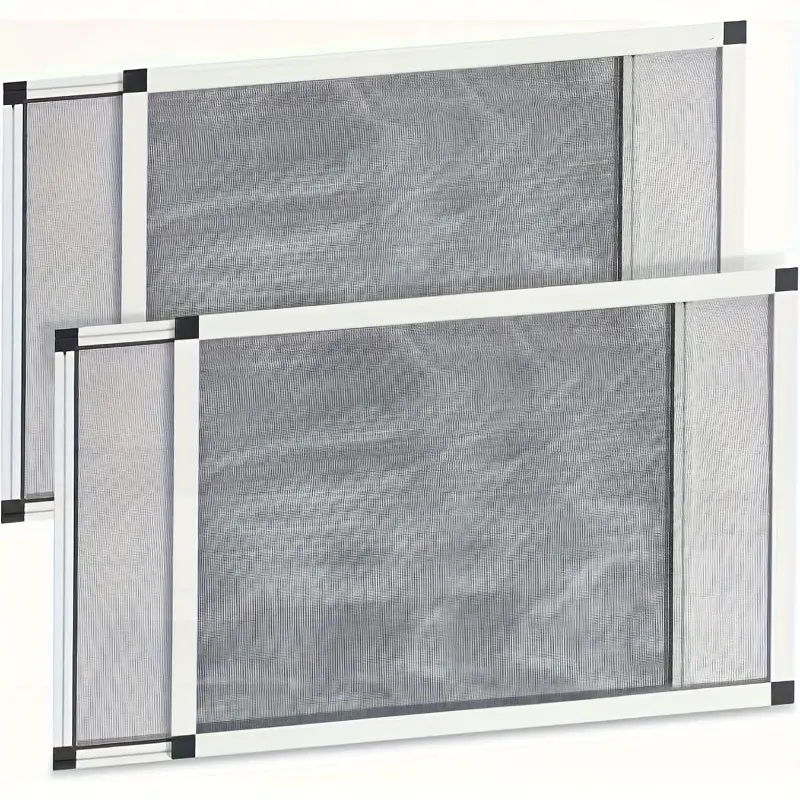 2 Pcs Expandable Adjustable Window Screen with Aluminum Frame & Nylon Mesh, 11.6" High x 19.3"-36.8" Wide White, Tool Free Installation, Durable Insect Proof for Household Windows