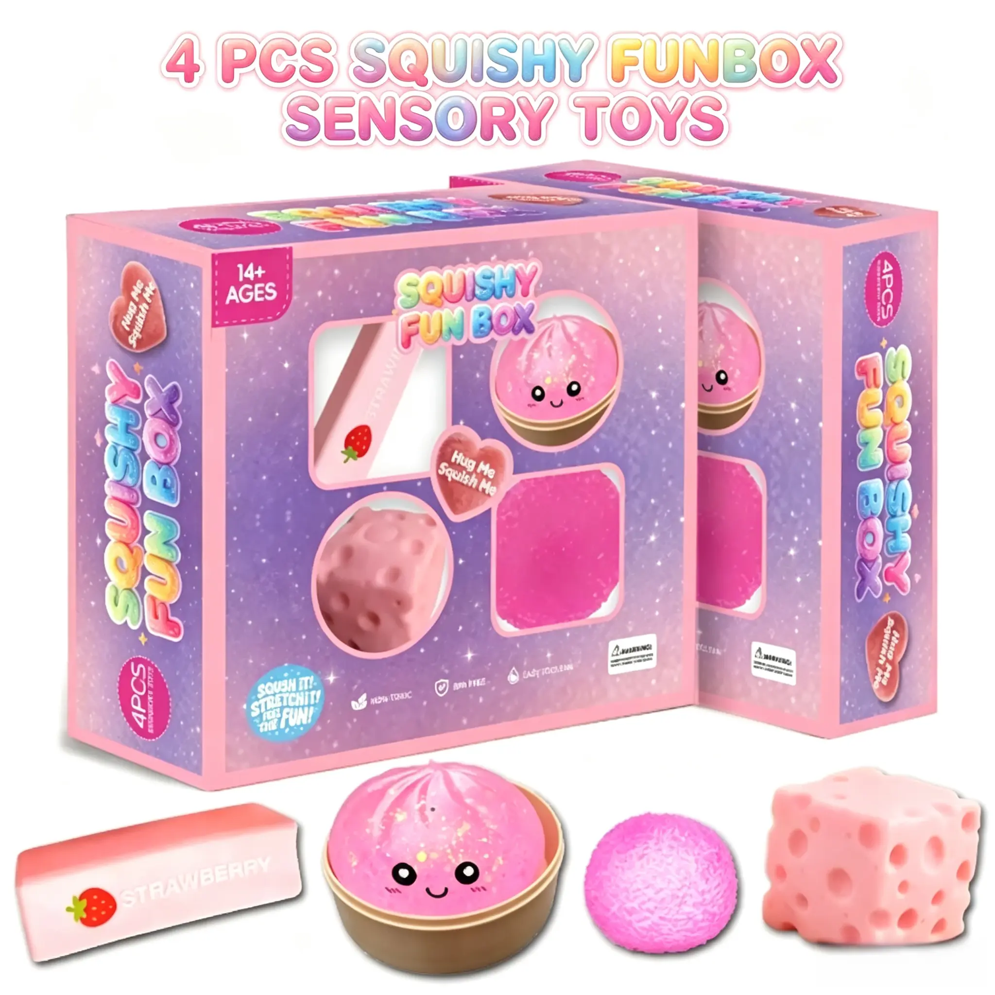 4-Pack Soft Squishy Toys, Mixed Slow & Fast Rebound Silicone Toys, stress relief toy,Assorted Styles, Perfect Gifts for  Day, Father's Day, Teacher's Day, Birthdays  Parties summerwins