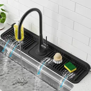 1PC24 Inch Extra Long Silicone Sink Splash Guard 7 Degree Tilt Self Draining Water Shield Countertop Protector Splash Proof