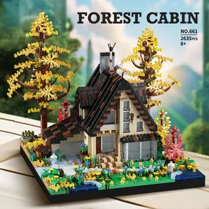 Forest Cabin Micro-Particle Building Blocks, 2635+ Pieces, High-Difficulty Adult Puzzle, Garden Scene Model, Gift for Birthday Christmas