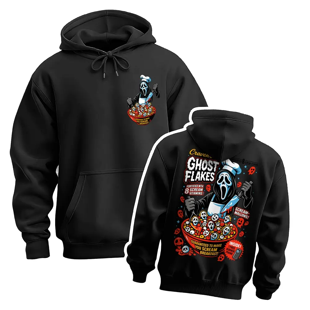 Men’s Vintage Halloween Ghost Graphic Hoodie, Funny Horror Front and Back Print Pullover Sweatshirt, Oversized Spooky Streetwear Hoodie for Halloween Party, Fall and Casual Daily Wear