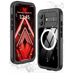 Magnetic Case for iPhone 17 6.3'' - Waterproof IP68 Full Body Case with Built-in Screen & Camera Protector, 16FT Military Dropproof Shockproof Underwater Cover, Black