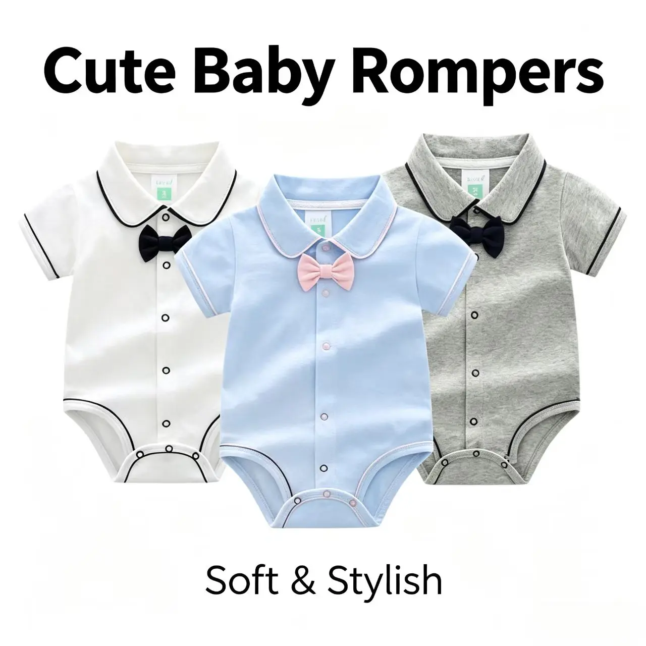 Newborn Unisex 3-Piece Regular Letter Pattern Polyester Summer Polo Shirt Set Pack - Short Sleeve Infant Outdoor Clothes