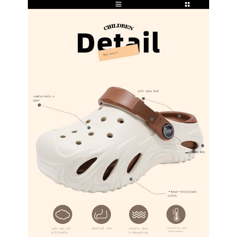 Boys' Hole Shoes Summer New Style Bag-toe Slippers For Children 6-15 Years Old Big Children's Sandals Wearing Outside And Stool-stripping kids  clogs