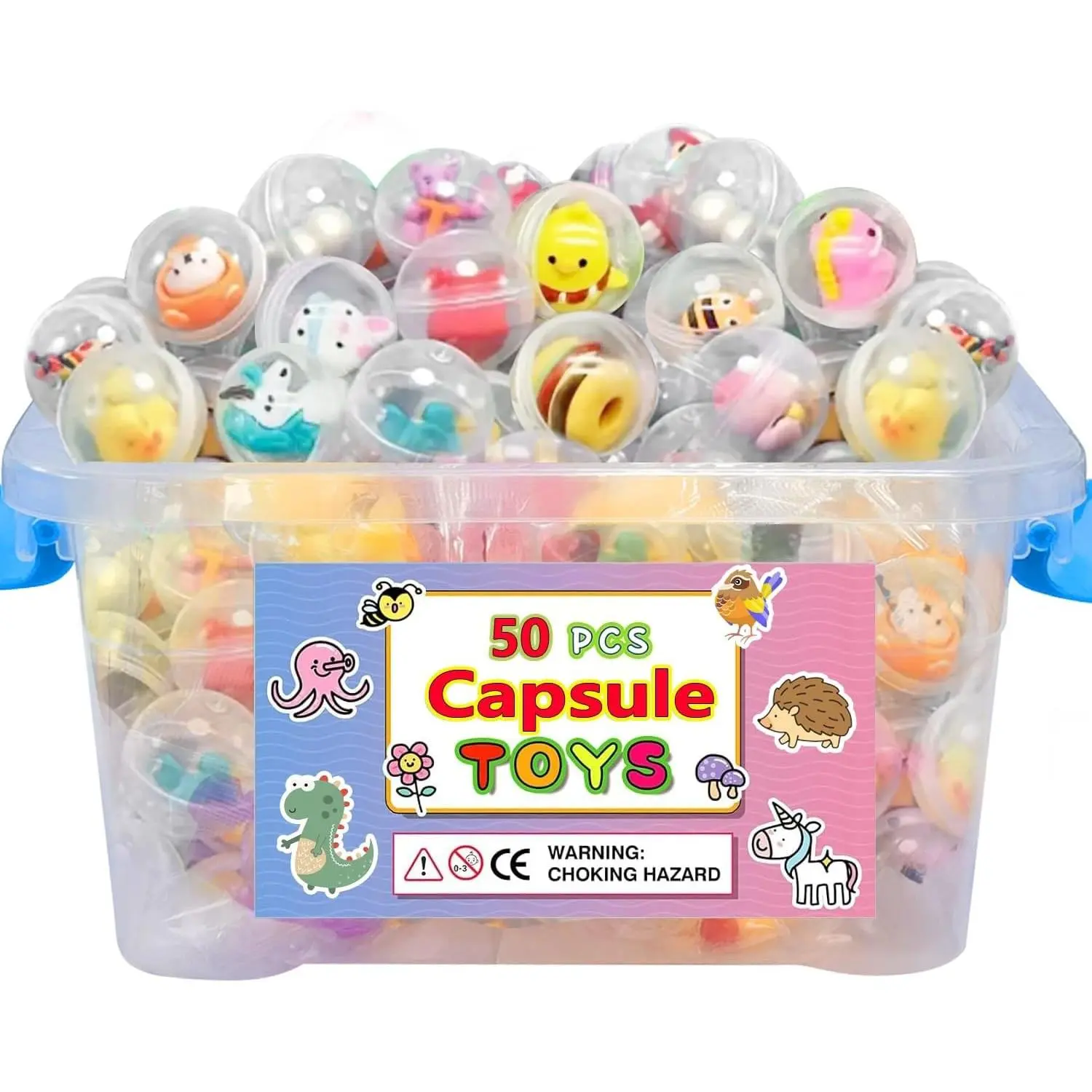 50pcs Adorable Mini Kawaii Capsule Toys Collection - Educational Party Favors for Kids Boys Girls, Goodie Bag Fillers, Christmas Stocking Stuffers, Treasure Box & Classroom Prizes, Carnival GiftsGift