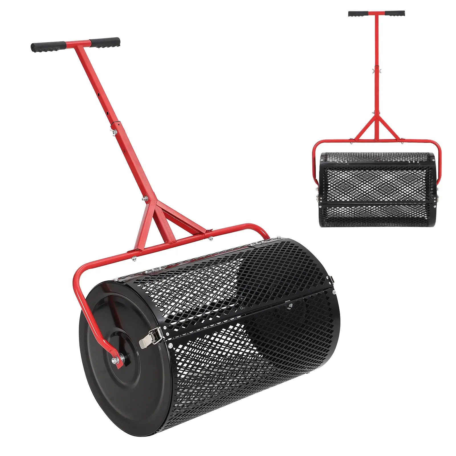 GAOMON Heavy Duty Compost & Peat Moss Spreader – 24 Inch Lawn Seeder – Adjustable T-Handle – Powder-Coated Mesh Roller – Ideal for Planting, Seeding, Fertilizer – Professional Garden Tool