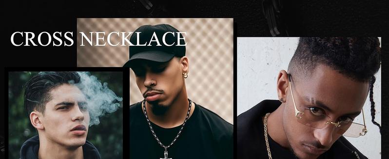 Exquisite Black Gold  for Men Stainless Steel  Chain With Cross Pendant Necklace   22-30Inch Jewellery