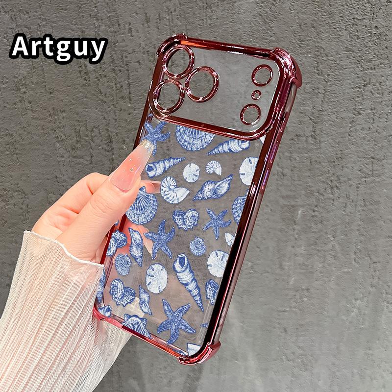 Phone Case for iPhone 17 Pro Max 16 15 Plus Air 14 13 12 11 E Abyss Opal Overture Pattern Four-corner Thickened Anti-drop Protective Silicone Cover Gift