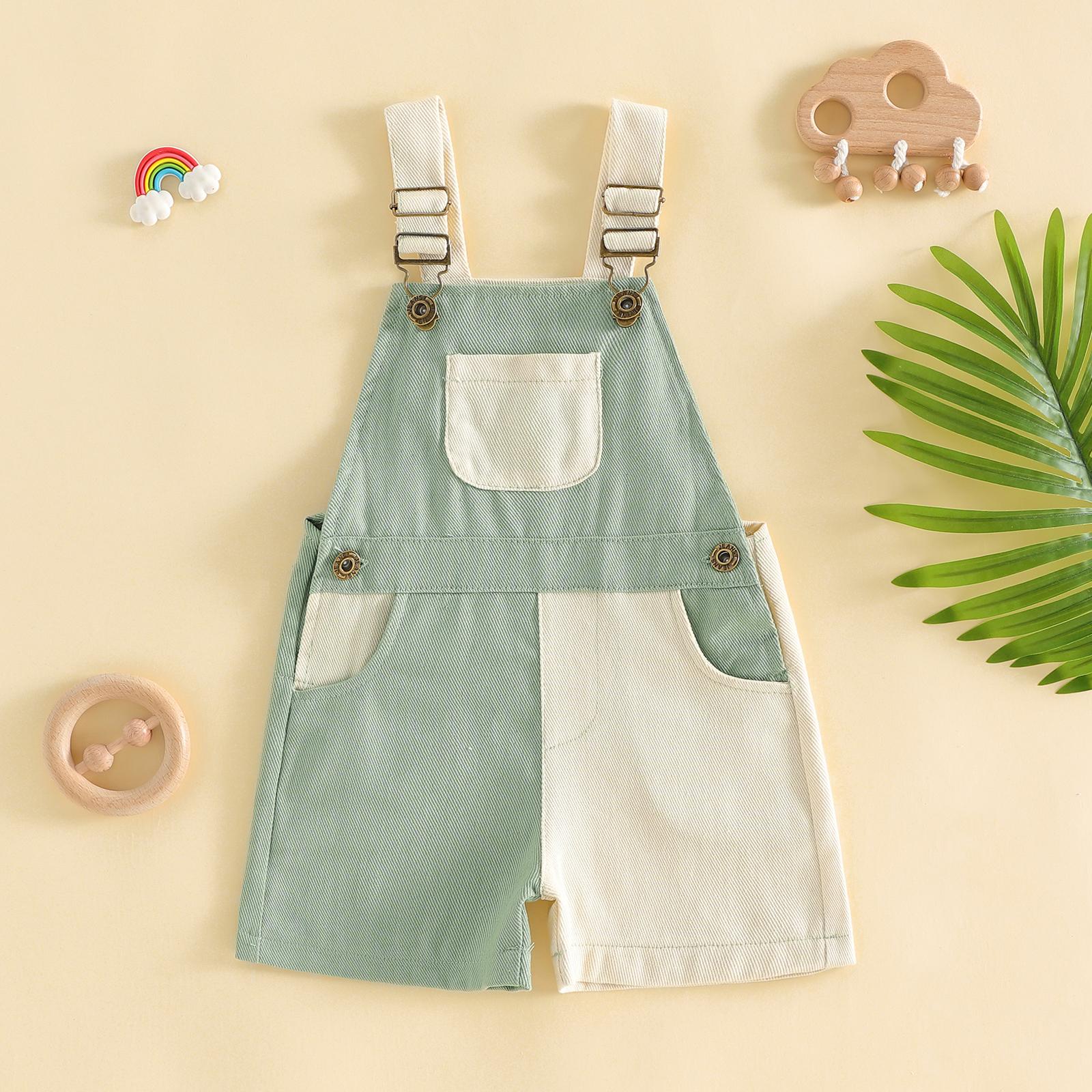 Imcute 90's Style Toddler Overalls Shorts Babby Boy Girl Suspender Romper Contrast Color Sleeveless Jumpsuit with Adjustble Shoulder Strap