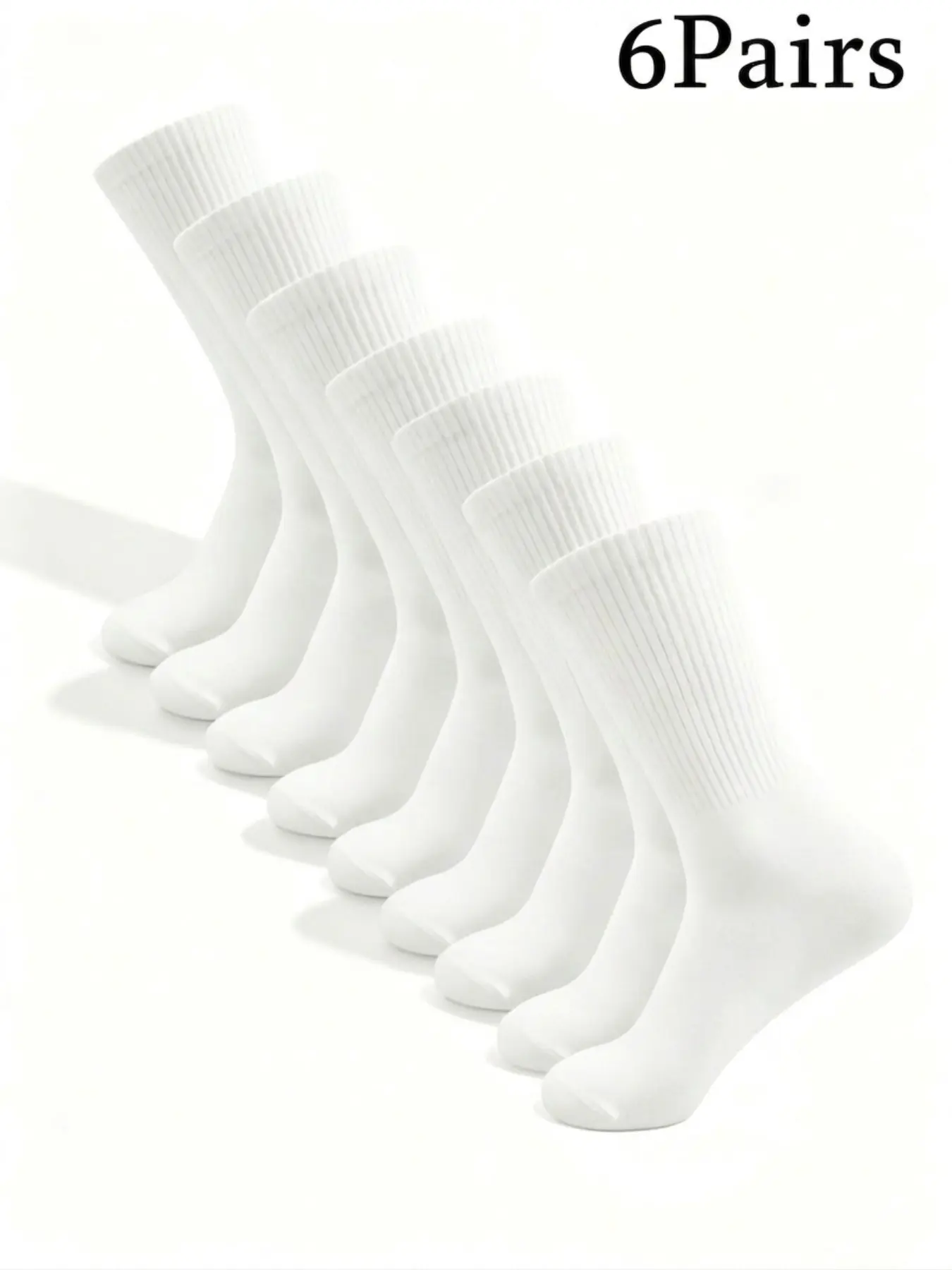 Unisex Crew Socks, 6 Pairs Pack, Soft & Breathable, Slim Fit, Casual Style, Ideal for Daily Wear, Sports, Travel, Home Relaxation