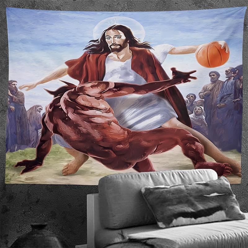 Basketball Tapestry Funny Wall Hanging Decorative Polyester Tapestry for Living Room Bedroom Office Home Room Party Decoration