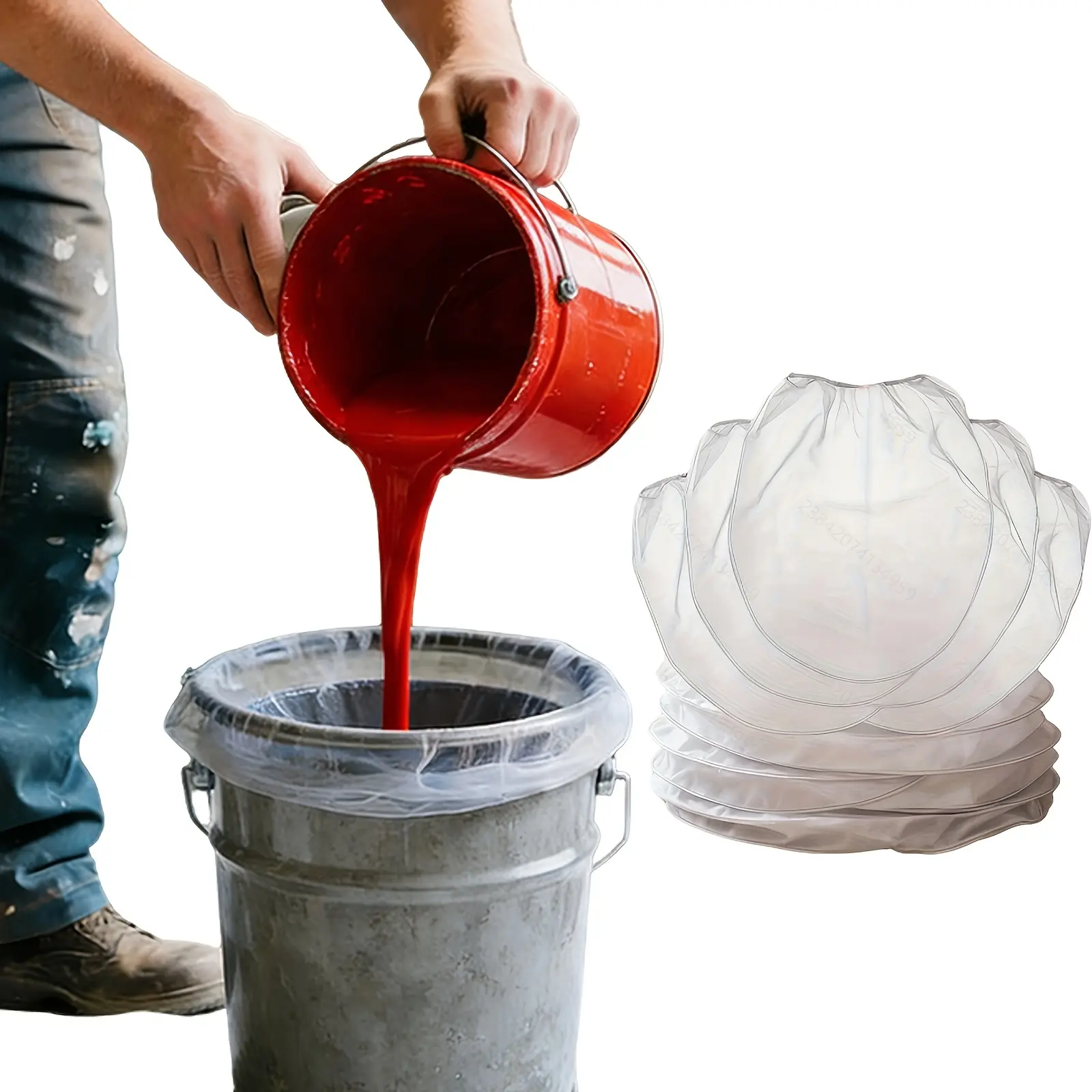 20pcs 5 Gallon Elastic Top Paint Strainer Bags White Fine Mesh Bag Paint Filter Bag Flow Nylon Mesh for Hydroponics Painting Gardening