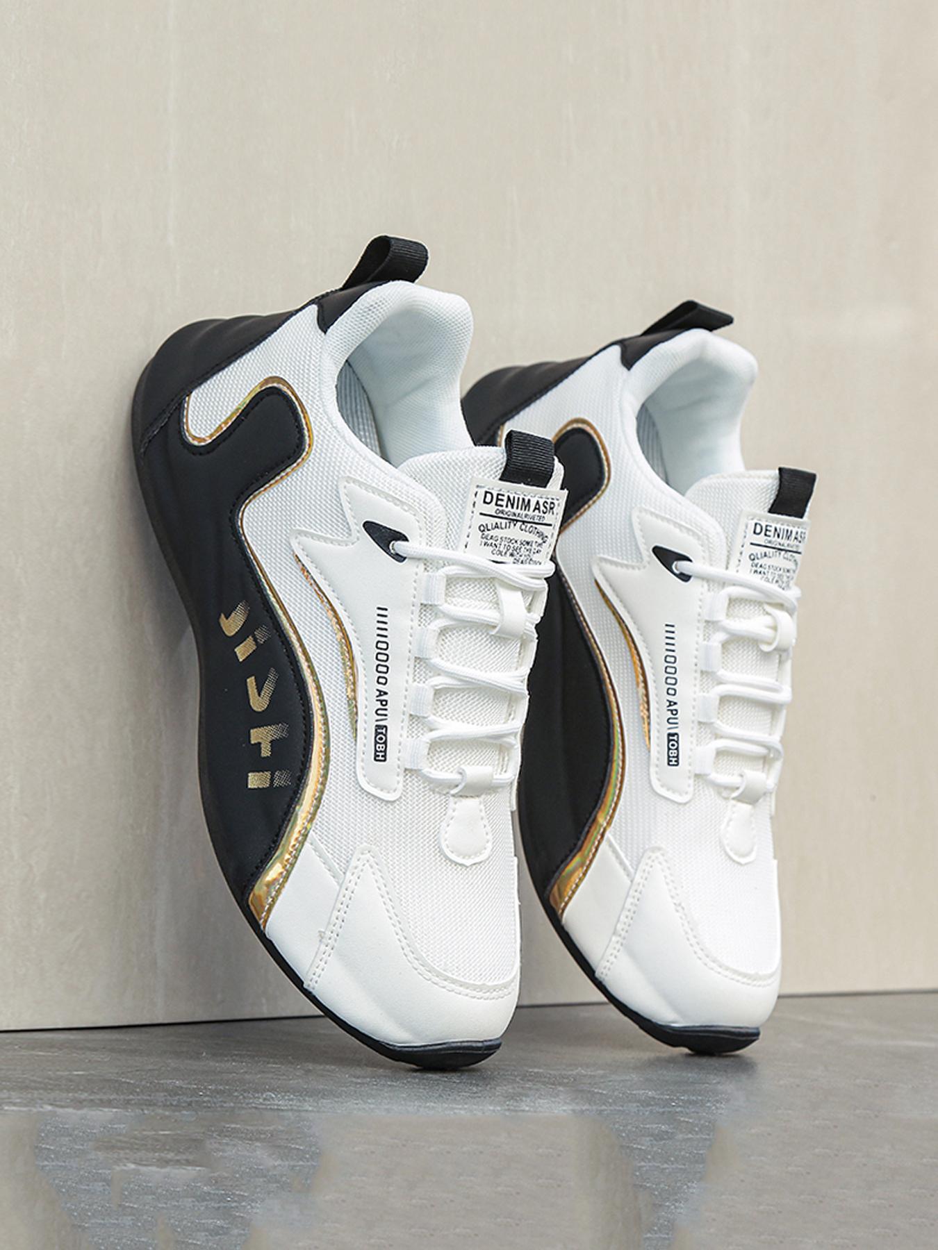 Men's Sporty Casual Shoes, Comfortable Lined Lace-Up Design, Outdoor Running Travel Office Home Gym, PVC Wear-Resistant Sole